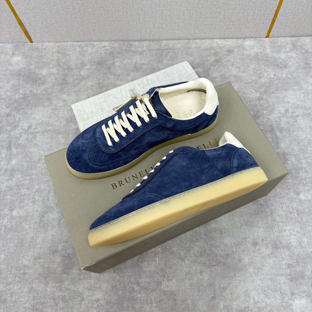 Navy Suede Cupsole Low-Top - Men's