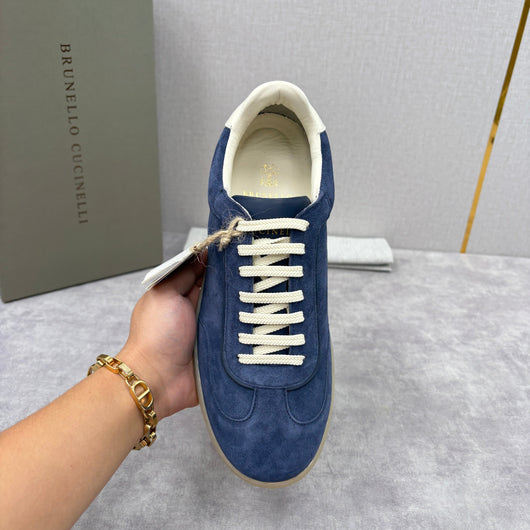 Navy Suede Cupsole Low-Top - Men's