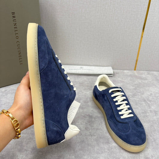 Navy Suede Cupsole Low-Top - Men's
