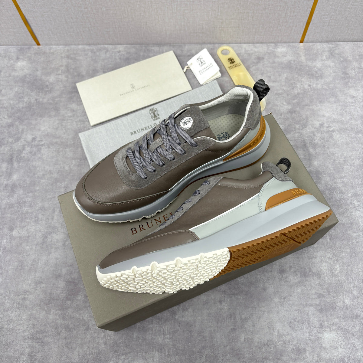 Grey Nylon Lug-Sole Runner - Men's