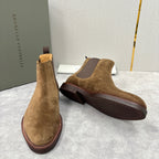 Camel Suede Plain Chelsea Boot - Men's