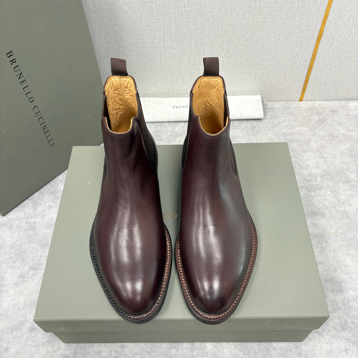 Burgundy Leather Stacked Heel Chelsea Boot - Men's