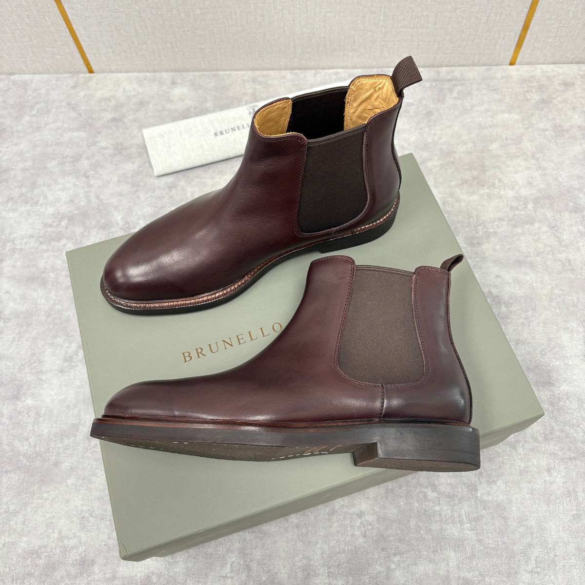 Burgundy Leather Stacked Heel Chelsea Boot - Men's