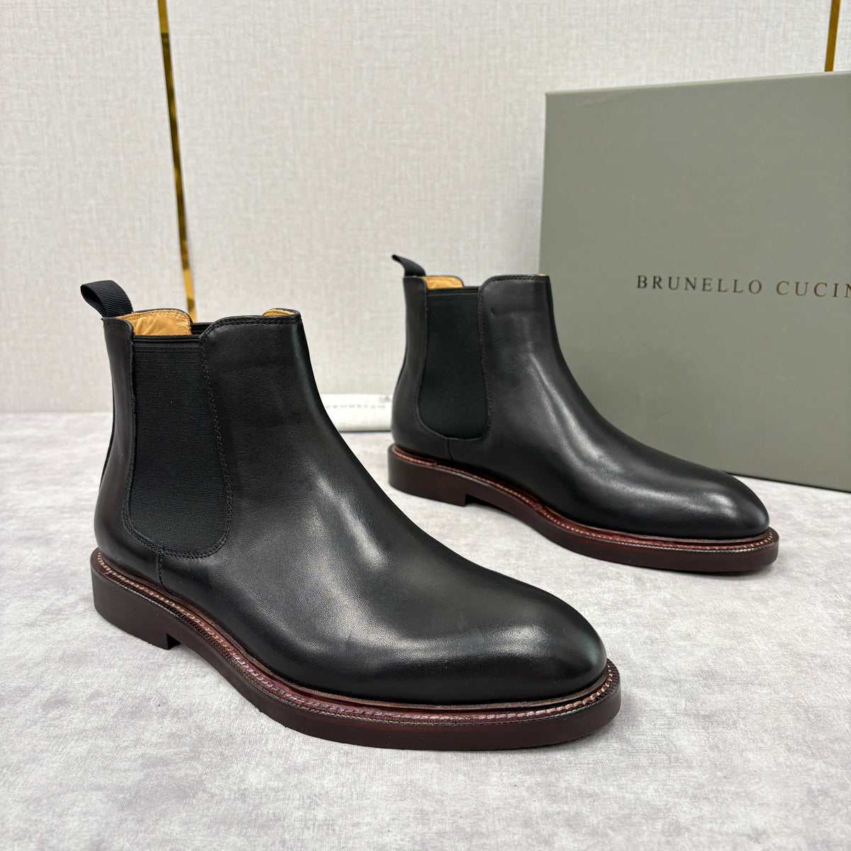 Burgundy Leather Stacked Heel Chelsea Boot - Men's