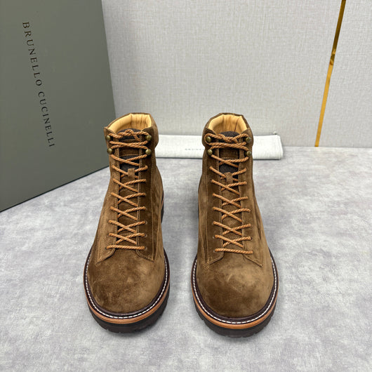 Brown Suede Plain Lace-Up Boot - Men's