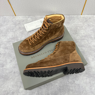 Brown Suede Plain Lace-Up Boot - Men's