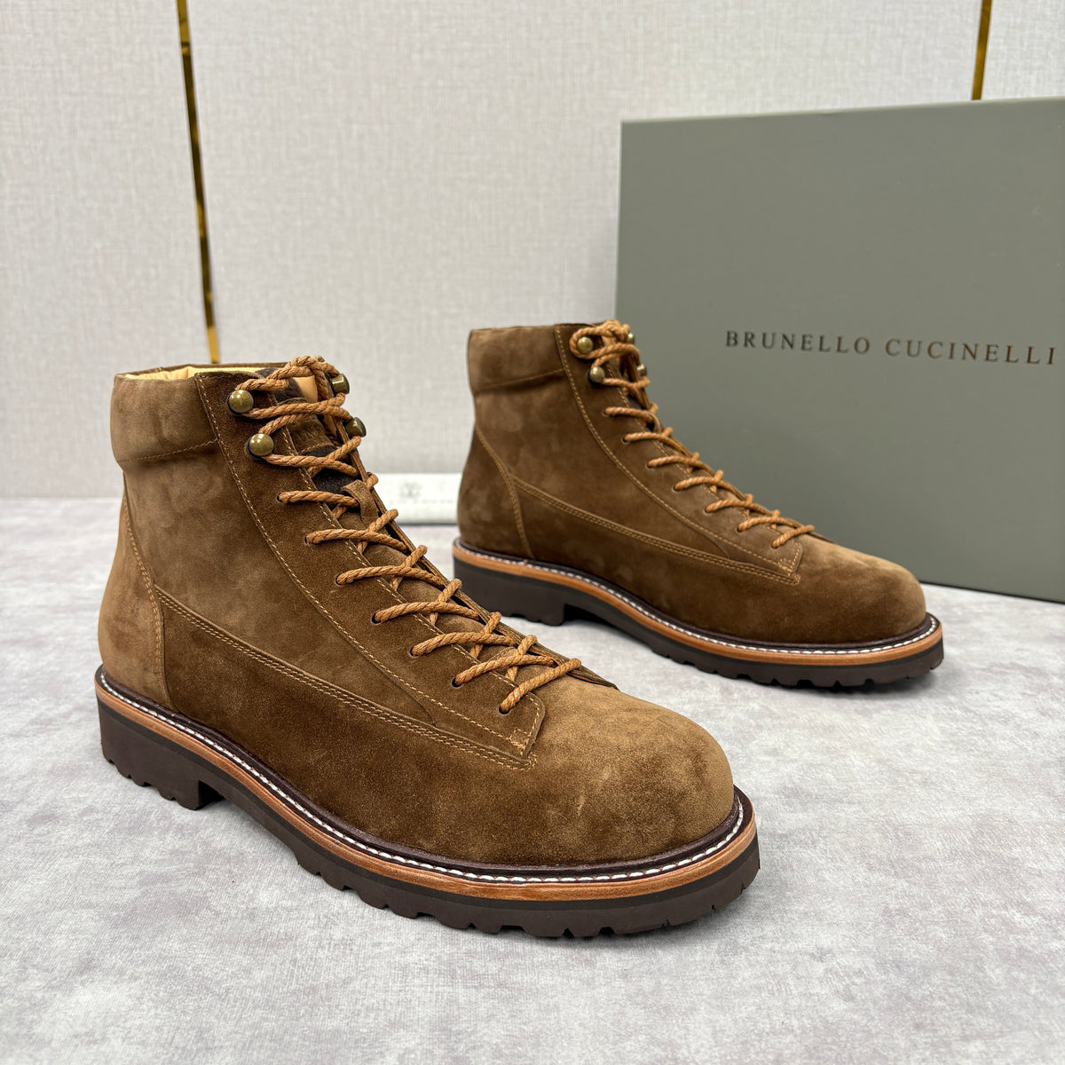Brown Suede Plain Lace-Up Boot - Men's