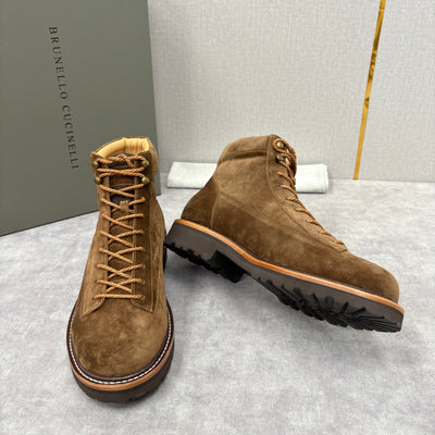 Brown Suede Plain Lace-Up Boot - Men's
