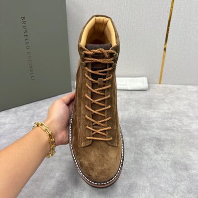 Brown Suede Plain Lace-Up Boot - Men's