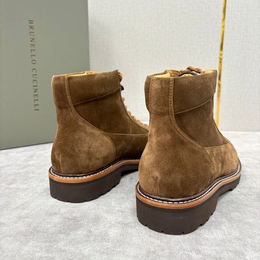 Brown Suede Plain Lace-Up Boot - Men's