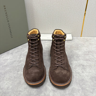 Brown Suede Plain Lace-Up Boot - Men's