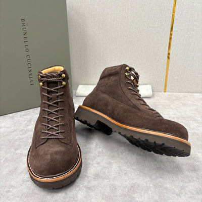 Brown Suede Plain Lace-Up Boot - Men's