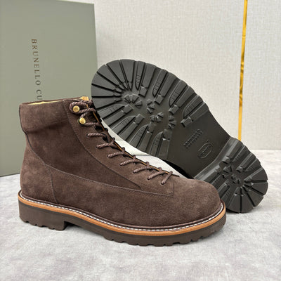 Brown Suede Plain Lace-Up Boot - Men's