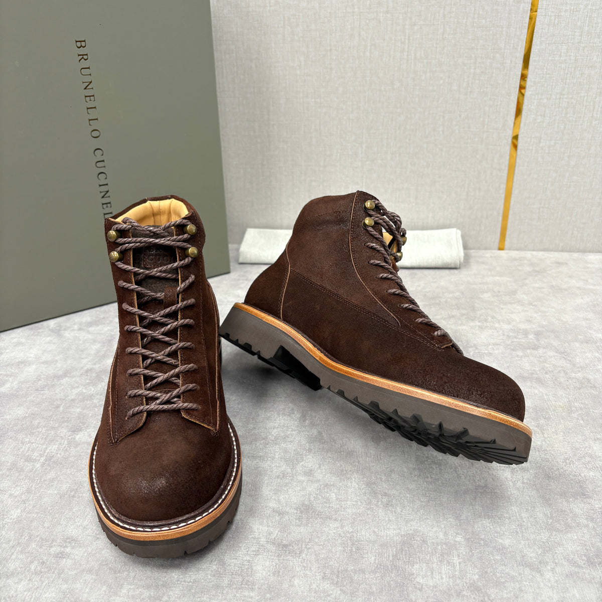 Brown Suede Hiker Lace-Up Boot - Men's