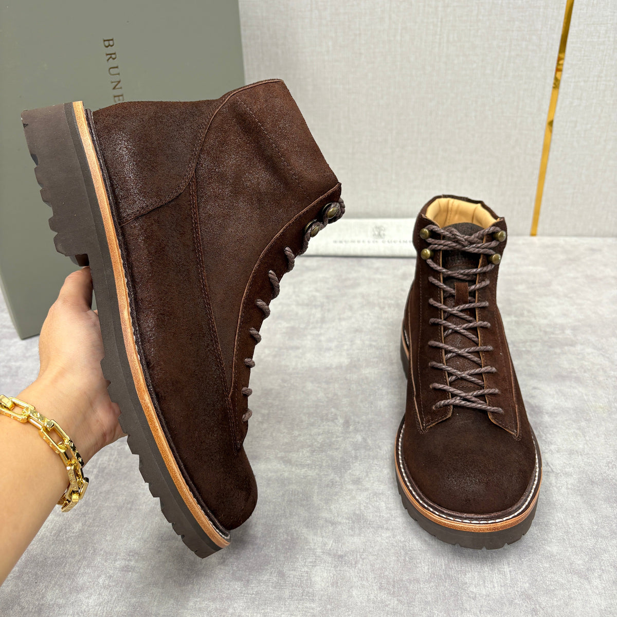 Brown Suede Hiker Lace-Up Boot - Men's