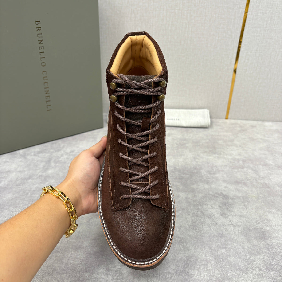 Brown Suede Hiker Lace-Up Boot - Men's