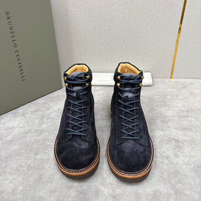 Brown Suede Plain Lace-Up Boot - Men's