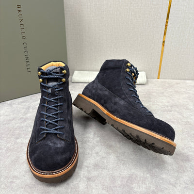 Brown Suede Plain Lace-Up Boot - Men's
