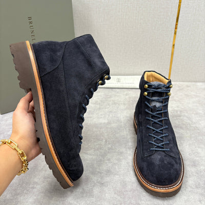 Brown Suede Plain Lace-Up Boot - Men's