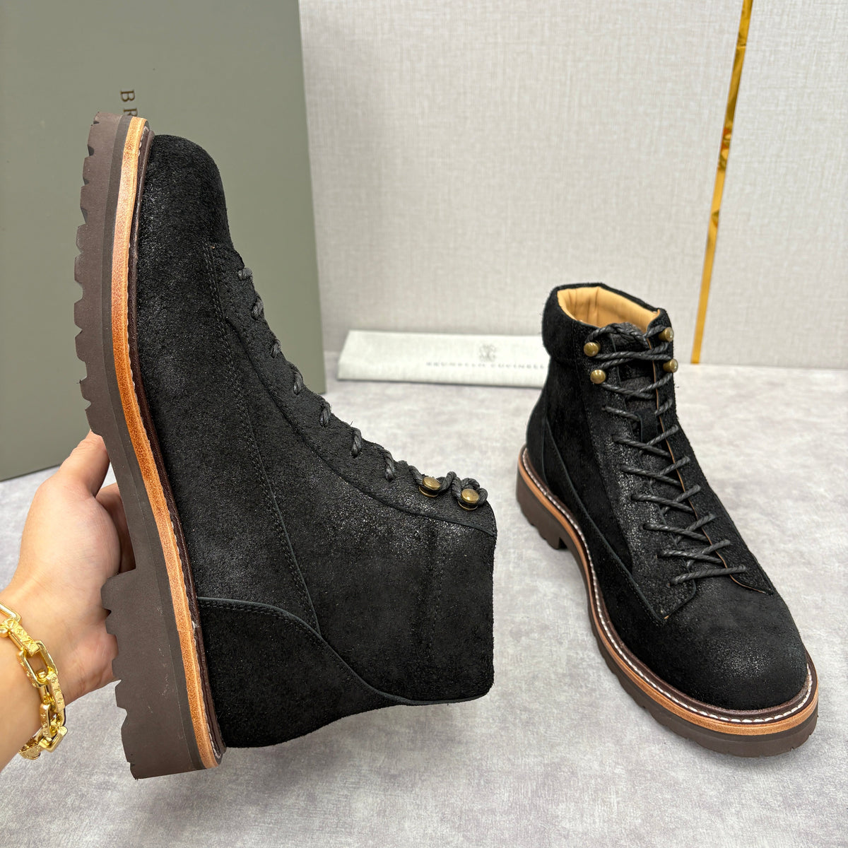 Brown Suede Hiker Lace-Up Boot - Men's