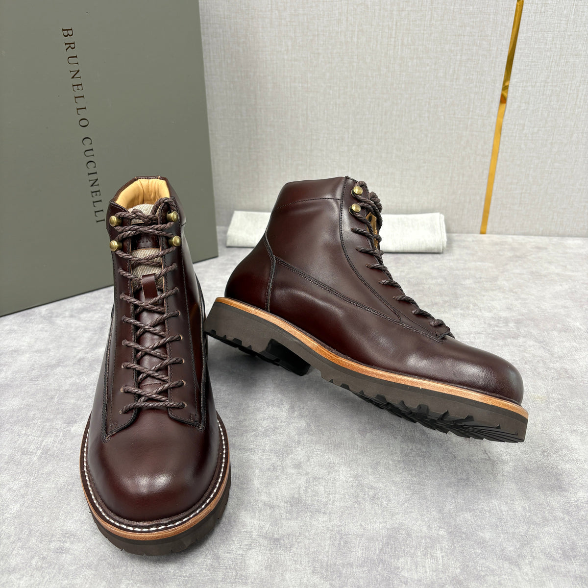 Brown Leather Hiker Lace-Up Boot - Men's