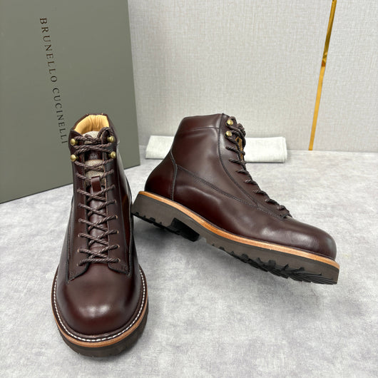 Brown Leather Hiker Lace-Up Boot - Men's
