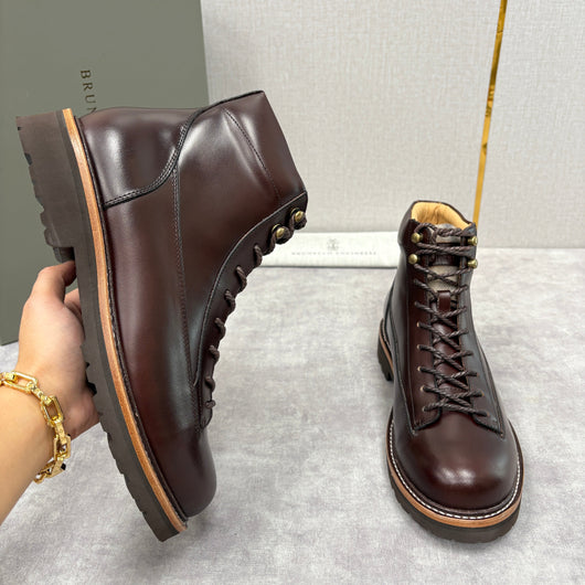 Brown Leather Hiker Lace-Up Boot - Men's