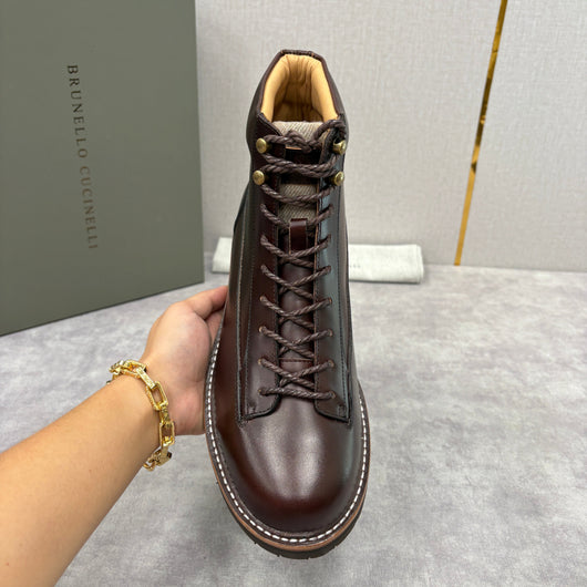 Brown Leather Hiker Lace-Up Boot - Men's