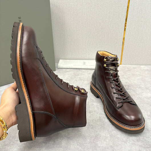 Brown Leather Hiker Lace-Up Boot - Men's