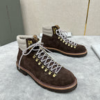 Camel Suede Lace-Up Hiking Boot - Men's
