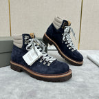 Camel Suede Lace-Up Hiking Boot - Men's