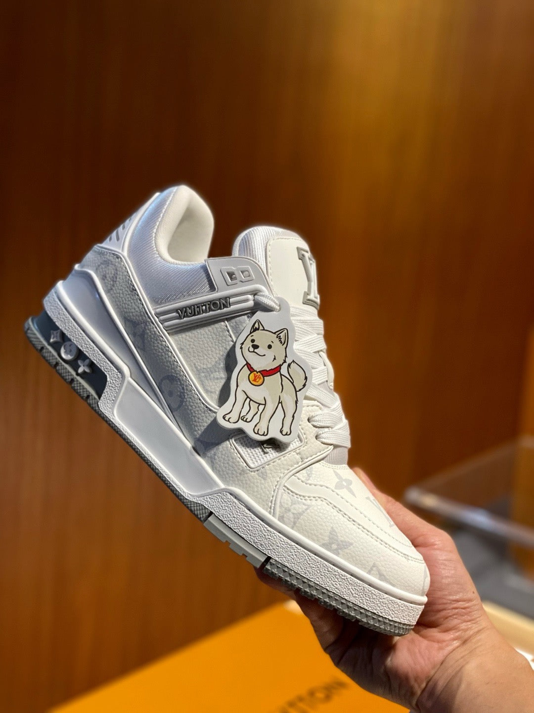 Cream Leather Logo Chunky - Men's