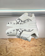 White Leather Graphic Print Low-Top - Men's