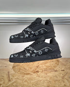 White Leather Graphic Print Low-Top - Men's