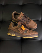 Beige Suede Logo Low-Top - Men's