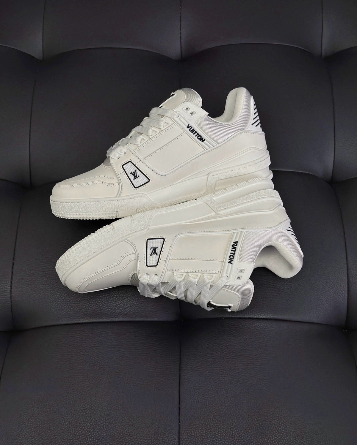 White Leather Logo Low-Top - Men's