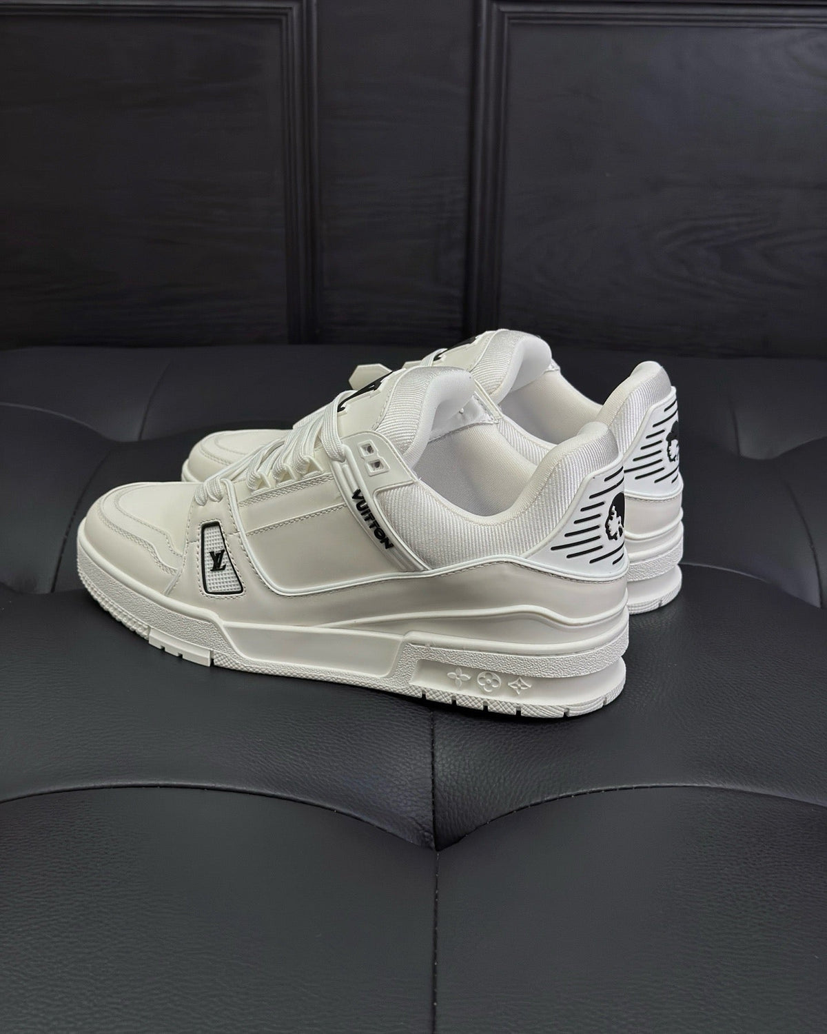 White Leather Logo Low-Top - Men's