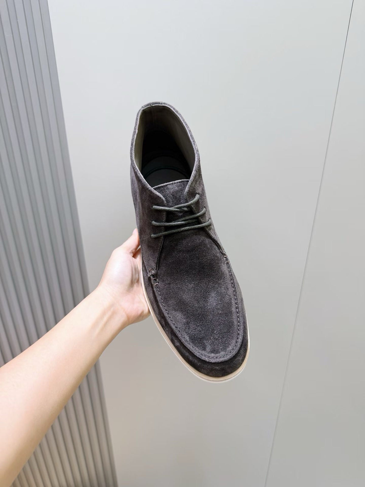 Grey Suede Contrast Sole Desert Boot - Men's