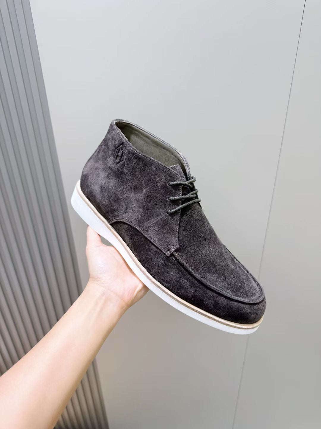 Grey Suede Contrast Sole Desert Boot - Men's