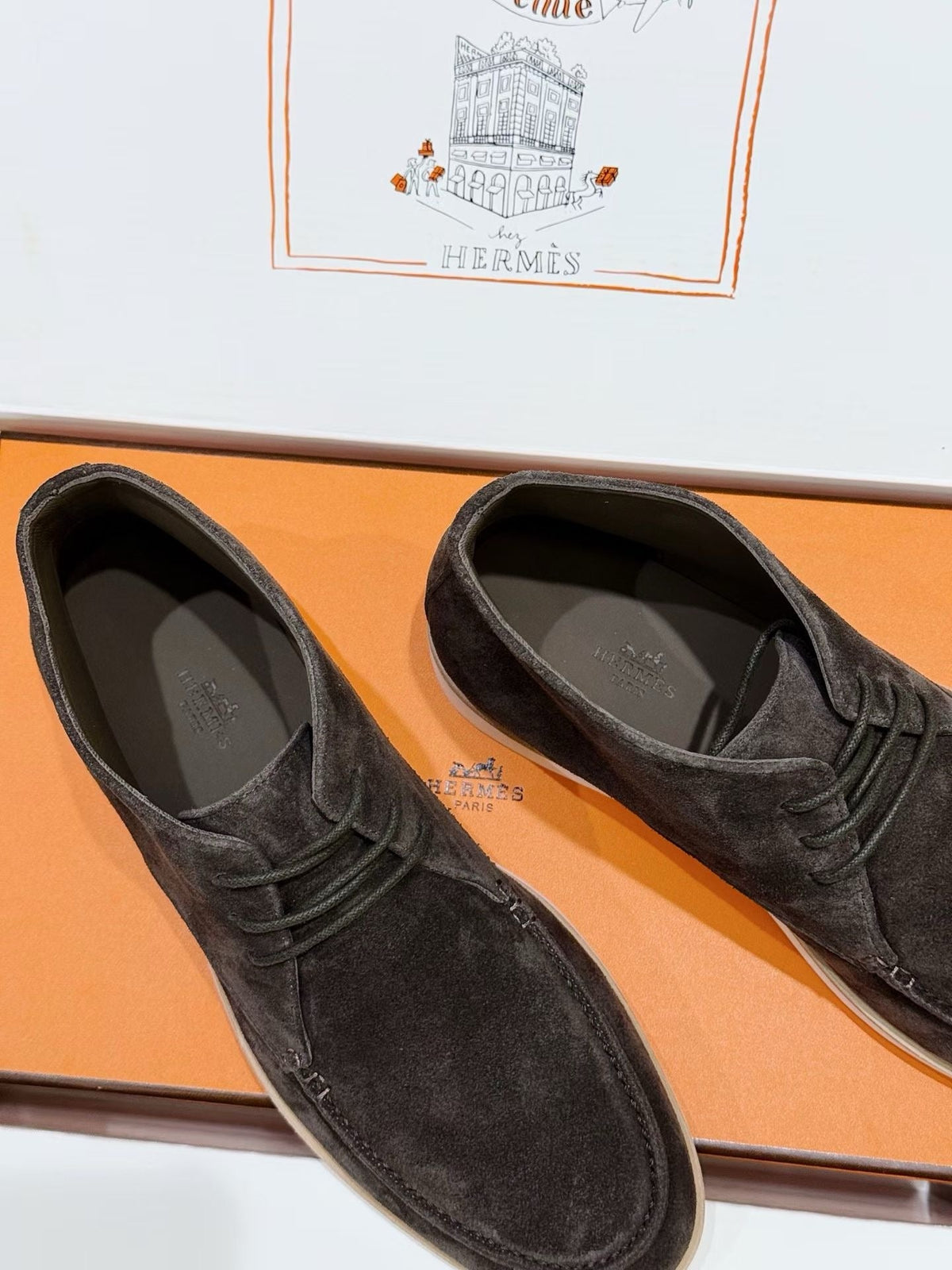 Grey Suede Contrast Sole Desert Boot - Men's