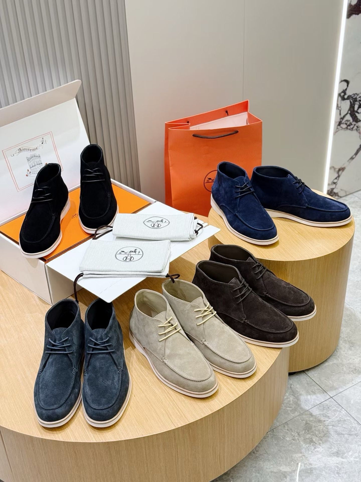 Grey Suede Contrast Sole Desert Boot - Men's