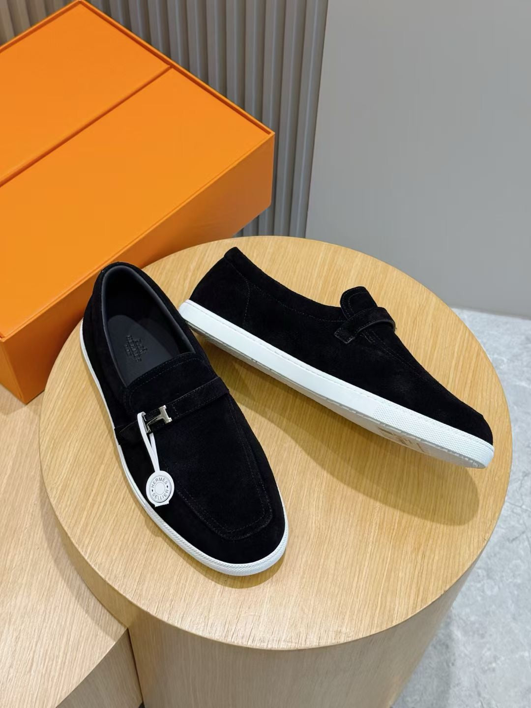 Black Suede Contrast Sole Loafer - Men's