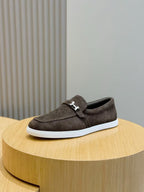 Black Suede Contrast Sole Loafer - Men's