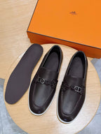 Brown Leather Bit Contrast Sole Loafer - Men's