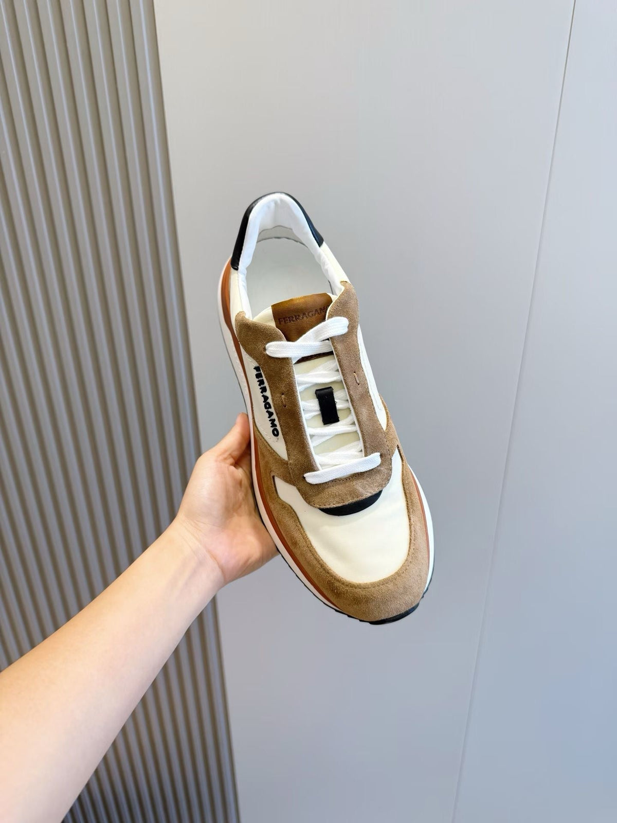 White Leather Colourblock Runner - Men's