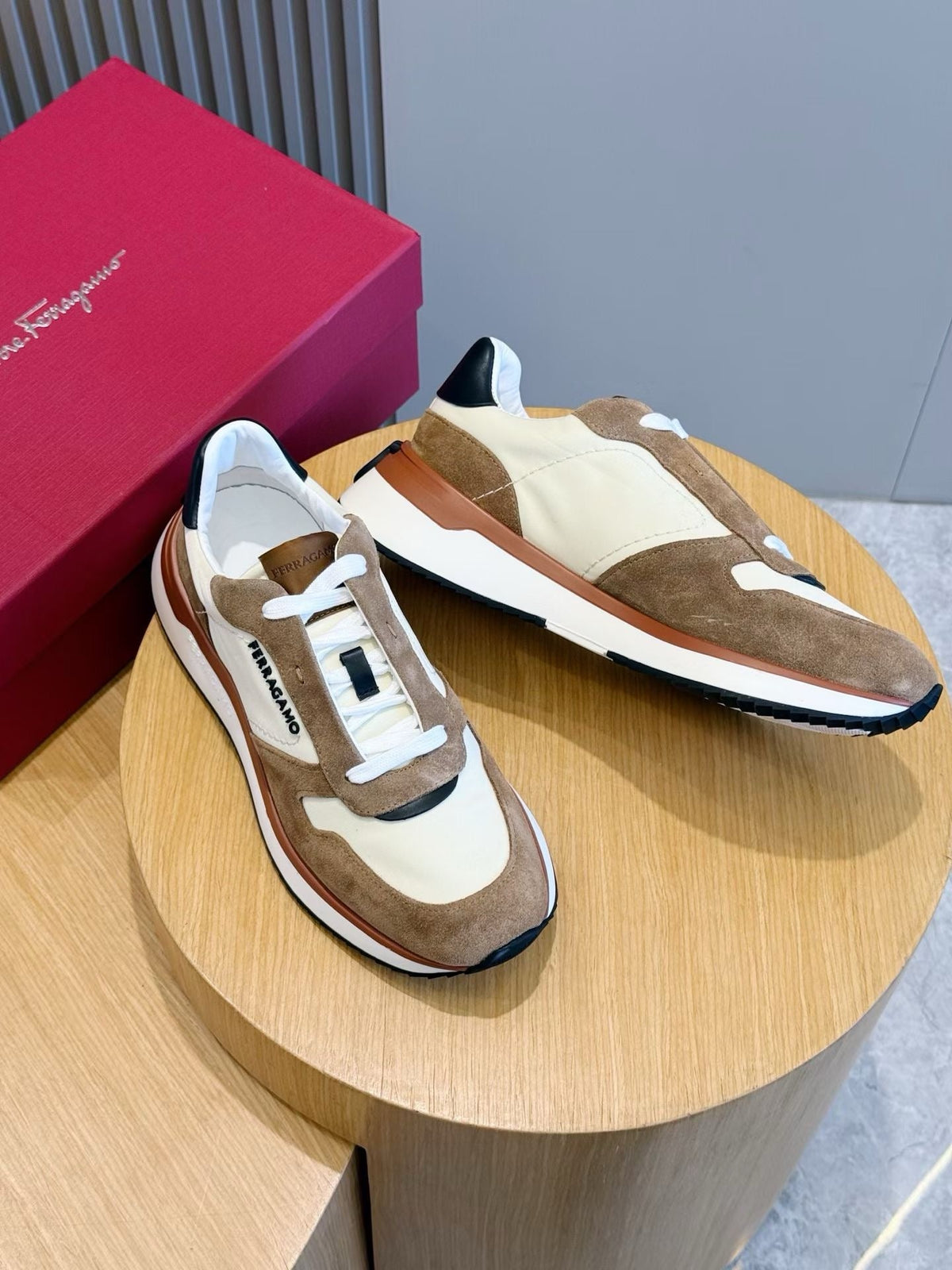 White Leather Colourblock Runner - Men's