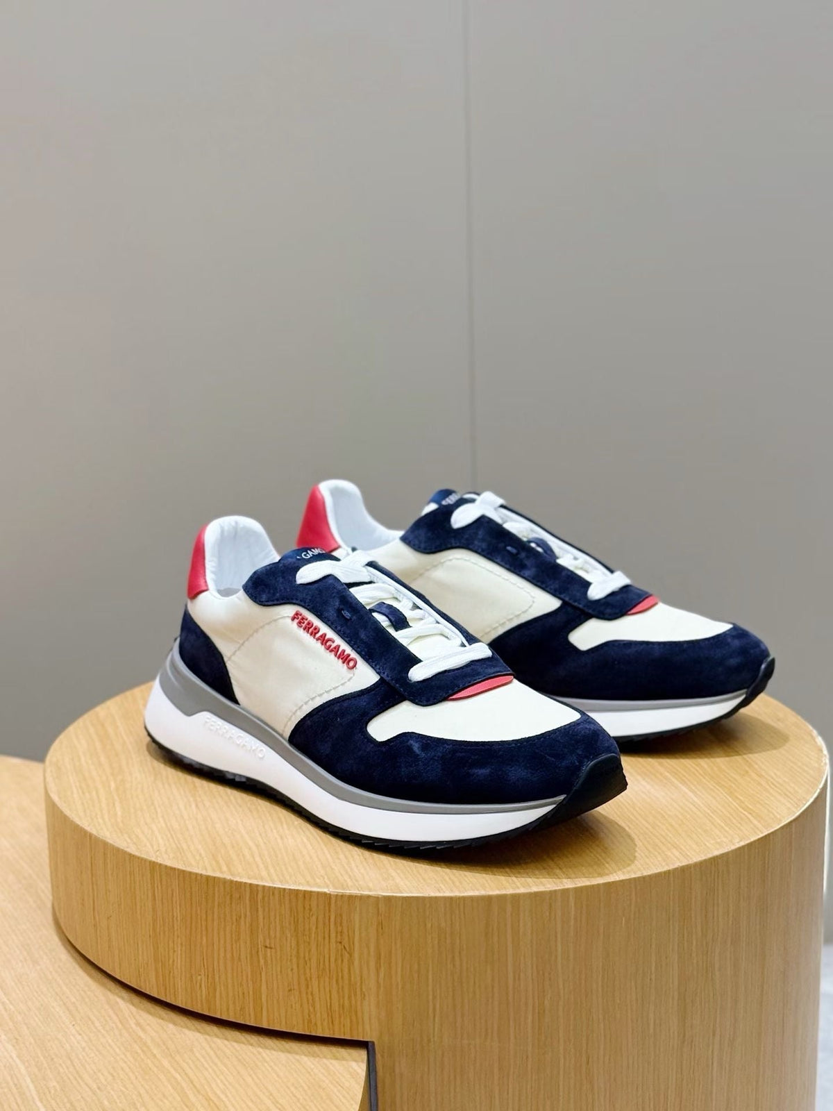 White Leather Colourblock Runner - Men's