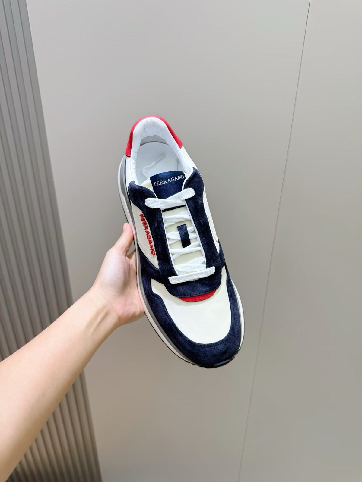 White Leather Colourblock Runner - Men's