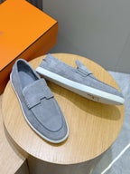 Black Leather Contrast Sole Loafer - Men's