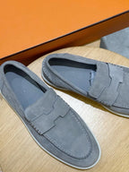 Black Leather Contrast Sole Loafer - Men's